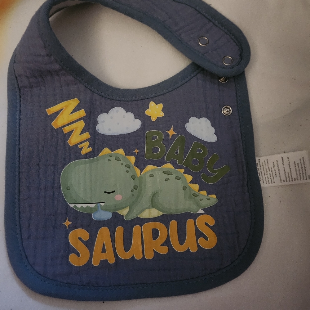 Blue Dinosaur Baby Bib